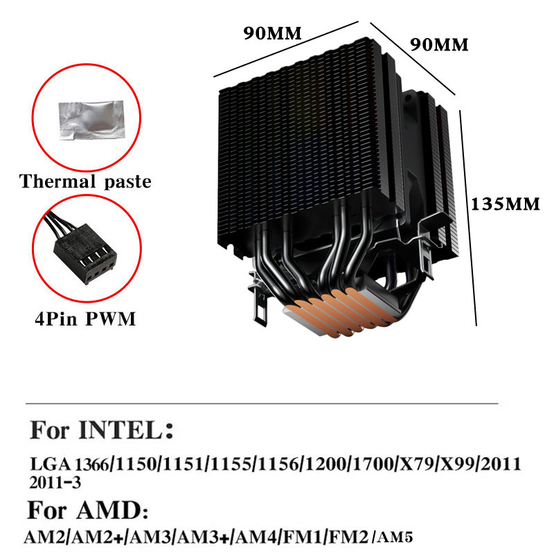 6 Heat Pipes CPU Air Cooler 4  – Air Cooler Cpu recenzja i cena